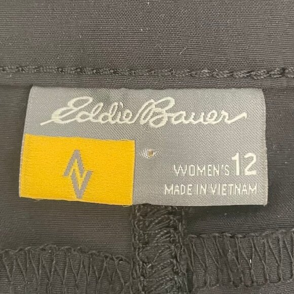 Eddie Bauer Pull On Cropped Capri Nylon Cargo Pants Easy Care Black Sz 12 - Picture 12 of 15
